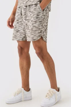Relaxed Boucle Slub Short Length Volley Short | BoohooMAN UK