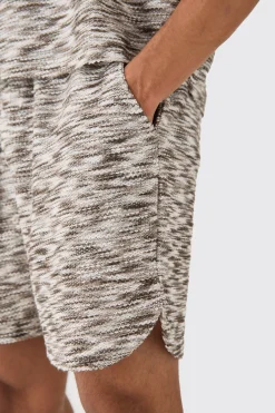 Relaxed Boucle Slub Short Length Volley Short | BoohooMAN UK