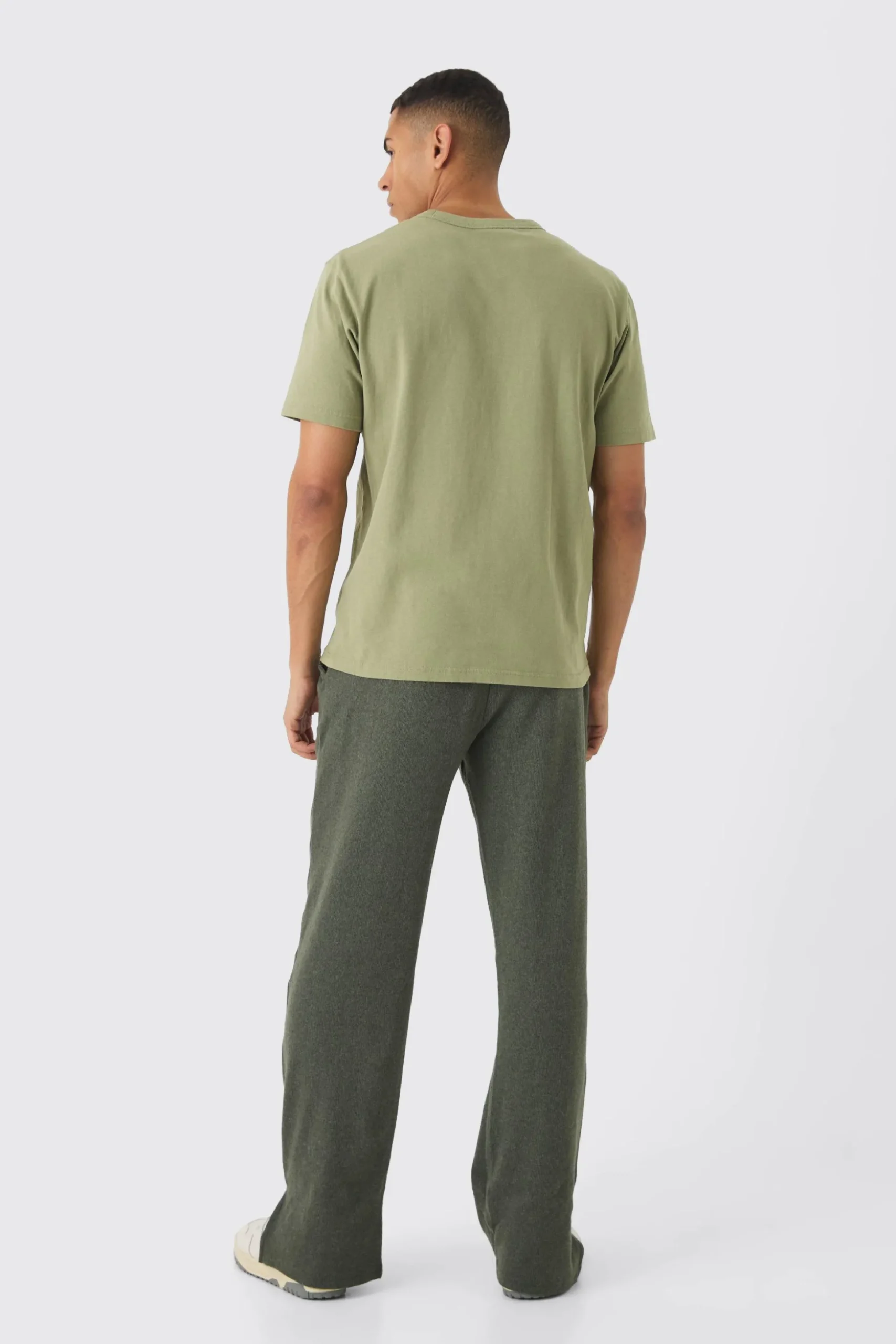 Relaxed Brushed Ottoman Rib Split Hem Jogger | BoohooMAN UK