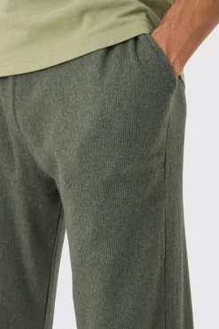 Relaxed Brushed Ottoman Rib Split Hem Jogger | BoohooMAN UK