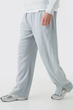 Relaxed Brushed Ottoman Rib Split Hem Jogger | BoohooMAN UK
