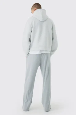 Relaxed Brushed Ottoman Rib Split Hem Jogger | BoohooMAN UK