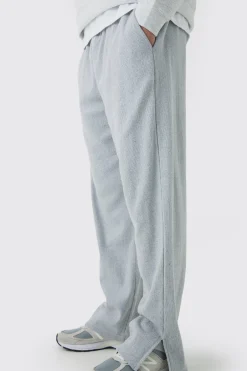 Relaxed Brushed Ottoman Rib Split Hem Jogger | BoohooMAN UK