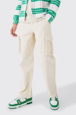 Relaxed Cargo Cord Trouser In Sand | BoohooMAN UK