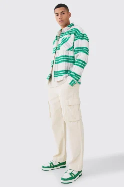 Relaxed Cargo Cord Trouser In Sand | BoohooMAN UK