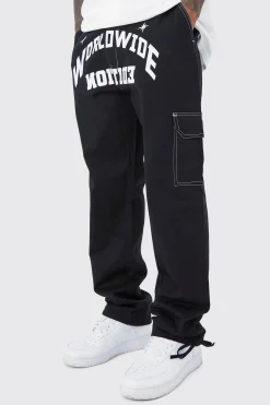 Relaxed Cargo Worldwide Print Trouser | BoohooMAN UK