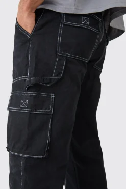 Relaxed Carpenter Zip Hem Contrast Stitch Trouser | BoohooMAN UK