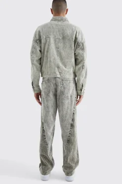 Relaxed Colour Block Acid Wash Cord Trouser | BoohooMAN UK