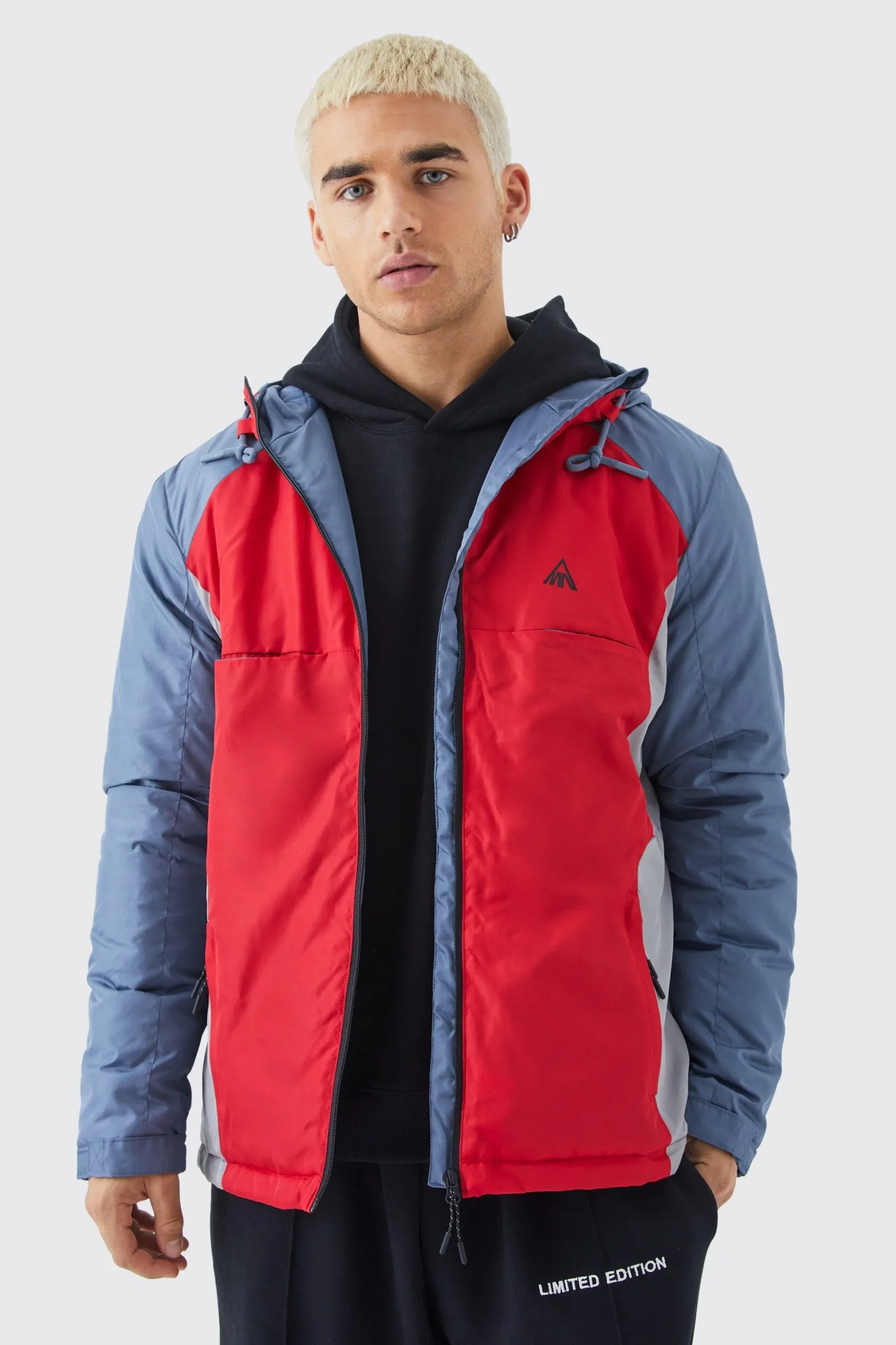 Relaxed Colour Block Padded Riptstop Jacket | BoohooMAN UK