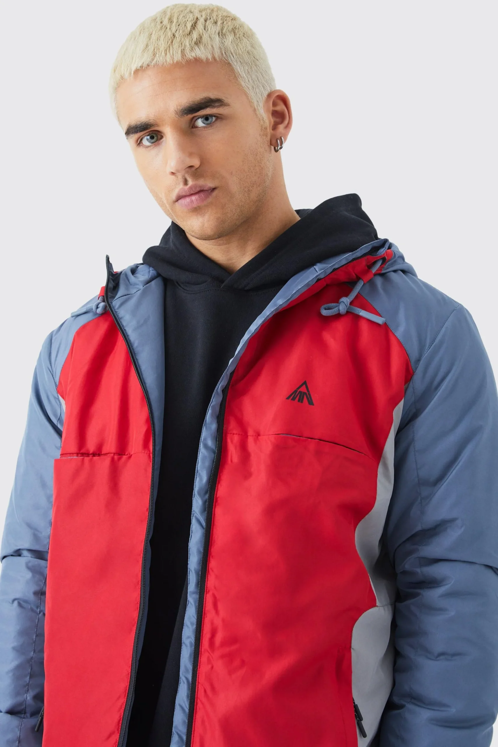 Relaxed Colour Block Padded Riptstop Jacket | BoohooMAN UK