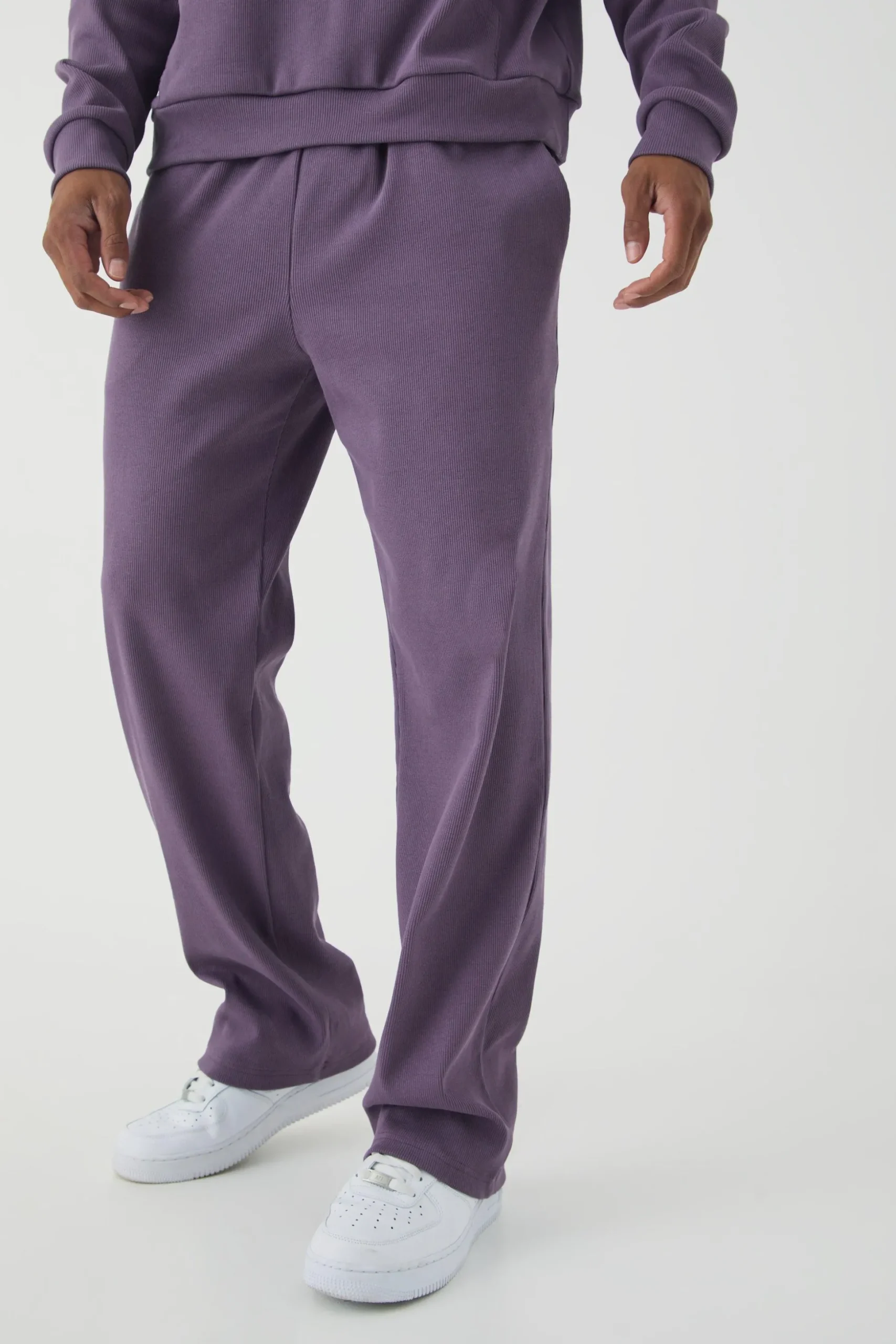 Relaxed Contrast Drawcord Heavy Ribbed Jogger | BoohooMAN UK