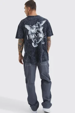 Relaxed Contrast Stitch Cargo Trouser With Woven Tab | BoohooMAN UK