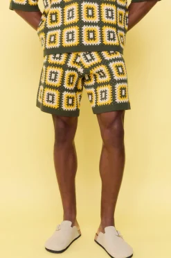 Relaxed Crochet Knit Short | BoohooMAN UK