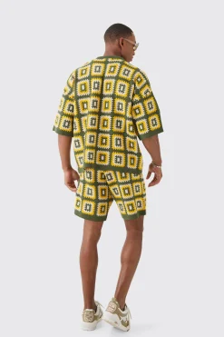Relaxed Crochet Knit Short | BoohooMAN UK