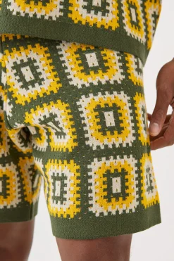 Relaxed Crochet Knit Short | BoohooMAN UK