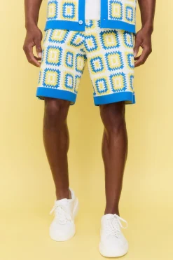 Relaxed Crochet Knit Short | BoohooMAN UK