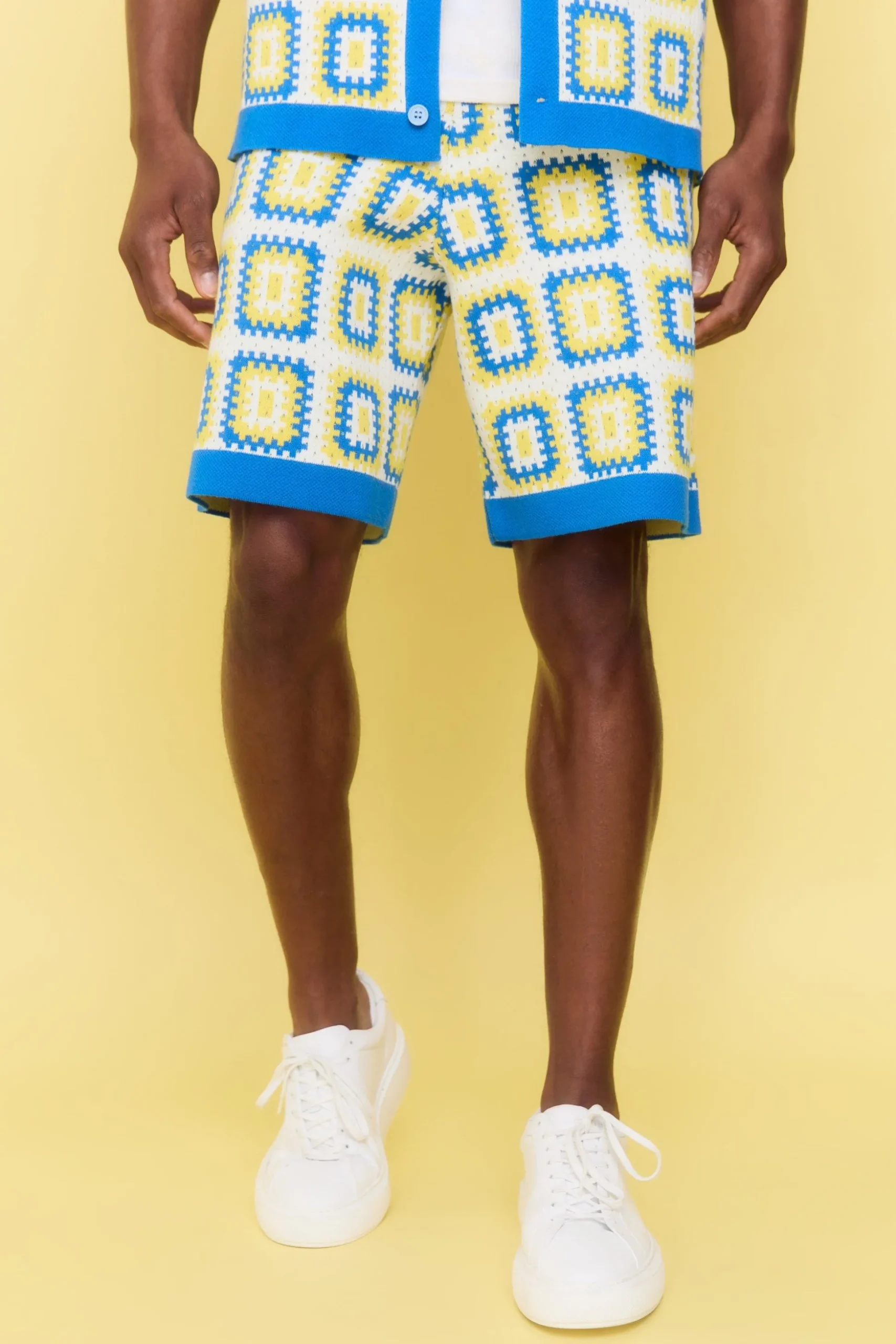 Relaxed Crochet Knit Short | BoohooMAN UK