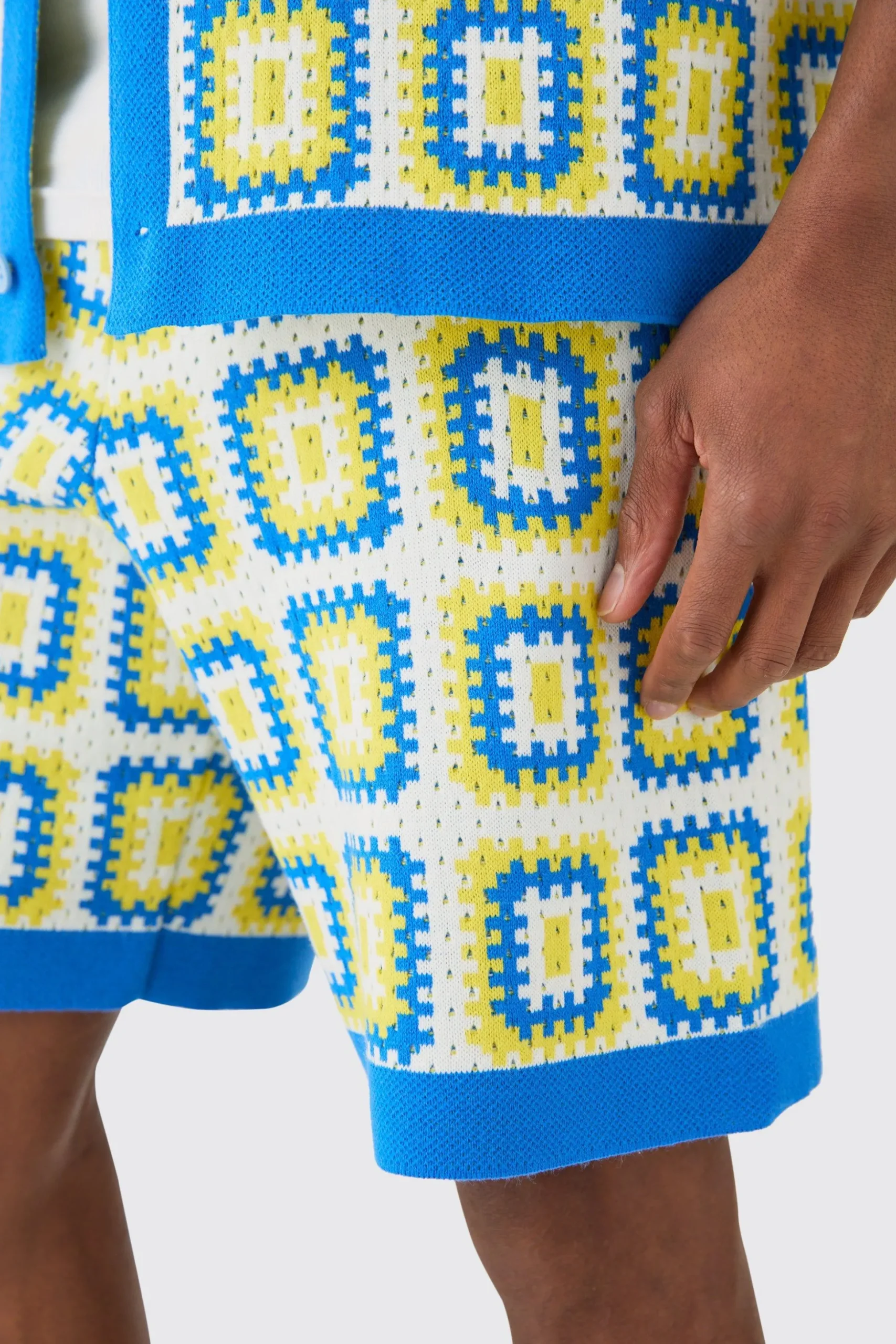 Relaxed Crochet Knit Short | BoohooMAN UK
