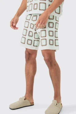 Relaxed Crochet Knit Short | BoohooMAN UK