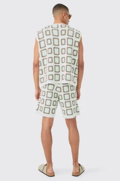 Relaxed Crochet Knit Short | BoohooMAN UK
