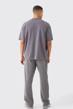 Relaxed Cut & Sew Stripe Raw Edge Joggers | BoohooMAN UK