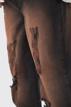 Relaxed Distressed Nibbled Jeans | BoohooMAN UK
