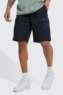 Relaxed Elasticated Waist Ripstop Cargo Short | BoohooMAN UK
