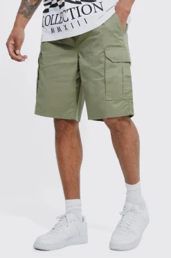 Relaxed Elasticated Waist Ripstop Cargo Short | BoohooMAN UK