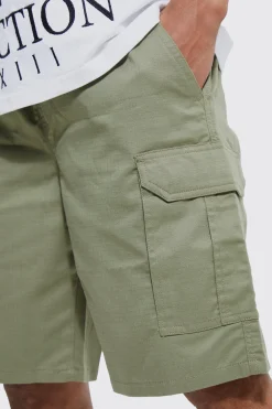 Relaxed Elasticated Waist Ripstop Cargo Short | BoohooMAN UK