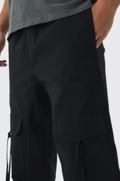 Relaxed Elasticated Waist Cargo Trouser | BoohooMAN UK