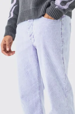 Relaxed Fit Acid Wash Cord Trousers | BoohooMAN UK