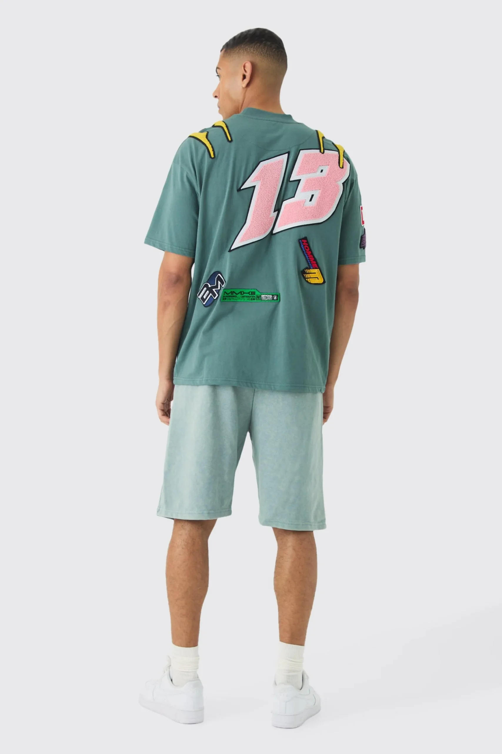 Relaxed Fit Acid Washed Long Length Shorts | BoohooMAN UK