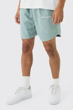 Relaxed Fit Acid Washed Volley Shorts | BoohooMAN UK