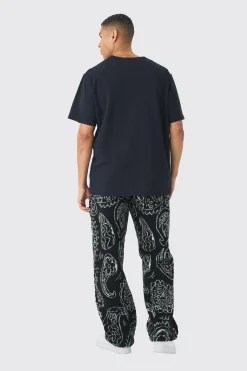 Relaxed Fit Borg Paisley Jogger | BoohooMAN UK