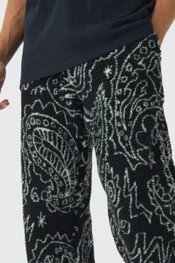 Relaxed Fit Borg Paisley Jogger | BoohooMAN UK