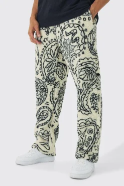 Relaxed Fit Borg Paisley Jogger | BoohooMAN UK