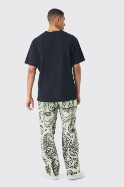 Relaxed Fit Borg Paisley Jogger | BoohooMAN UK