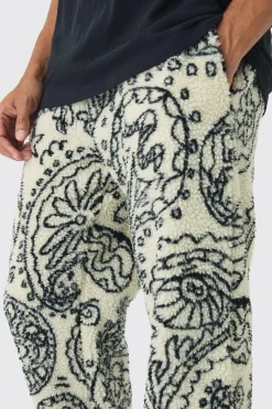 Relaxed Fit Borg Paisley Jogger | BoohooMAN UK