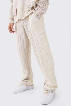 Relaxed Fit Cable Knitted Joggers | BoohooMAN UK