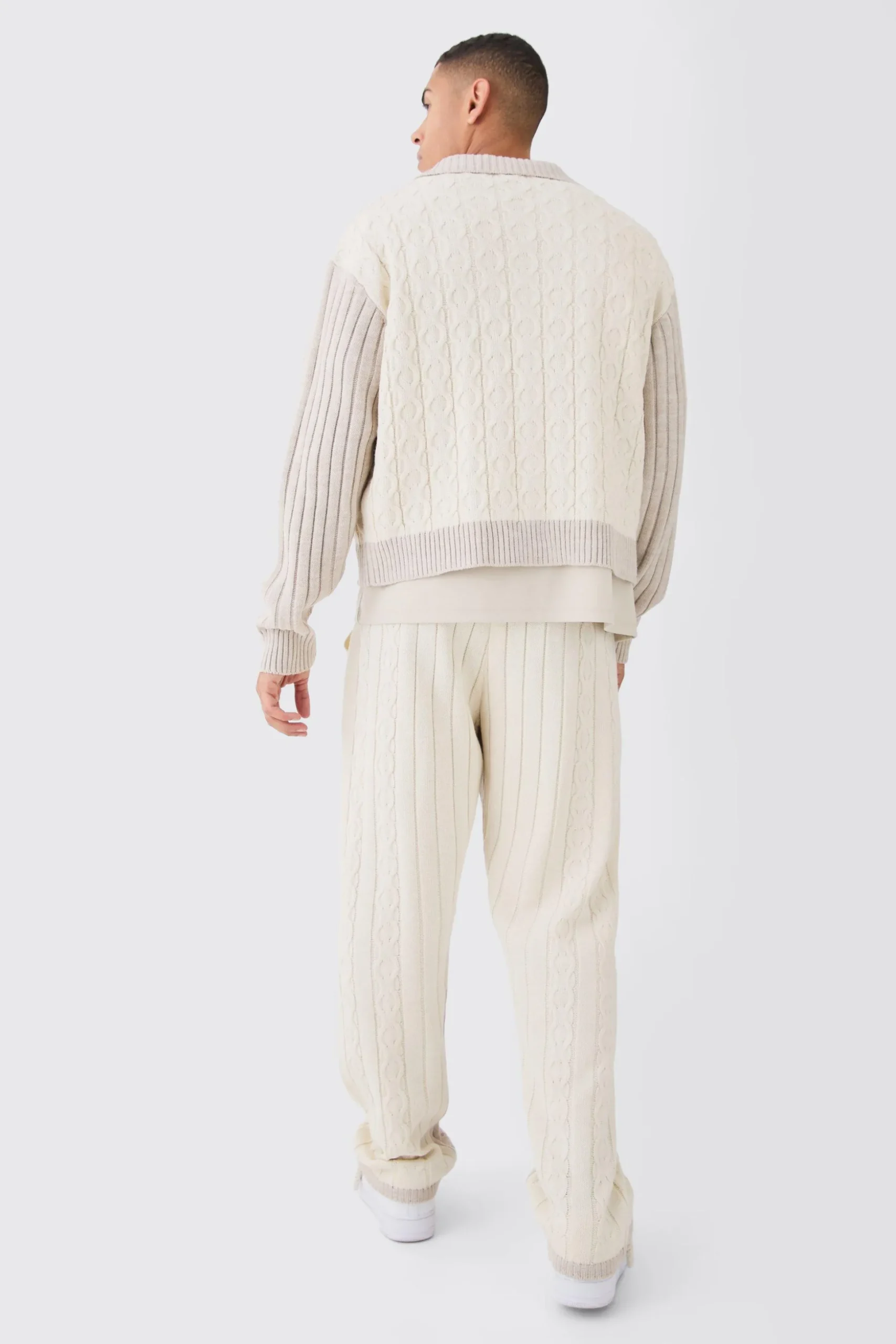 Relaxed Fit Cable Knitted Joggers | BoohooMAN UK