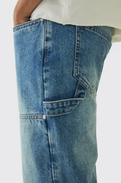 Relaxed Fit Carpenter Jeans With Split Hem | BoohooMAN UK