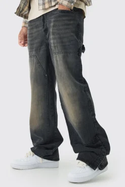Relaxed Fit Carpenter Jeans With Split Hem | BoohooMAN UK