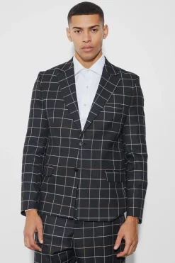 Relaxed Fit Check Suit | BoohooMAN UK