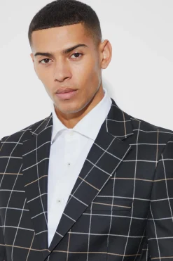 Relaxed Fit Check Suit | BoohooMAN UK
