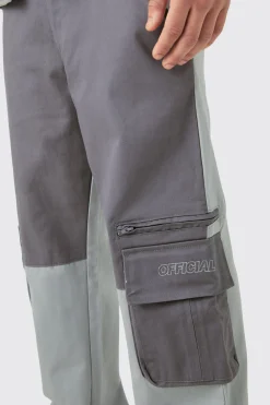Relaxed Fit Colour Block Official Branded Cargo Trouser | BoohooMAN UK
