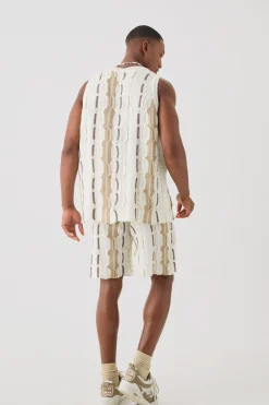 Relaxed Fit 3D Knitted Short | BoohooMAN UK