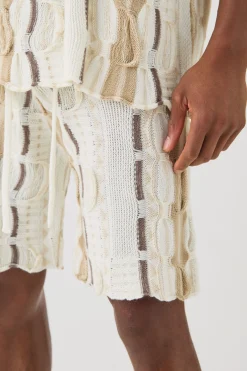 Relaxed Fit 3D Knitted Short | BoohooMAN UK