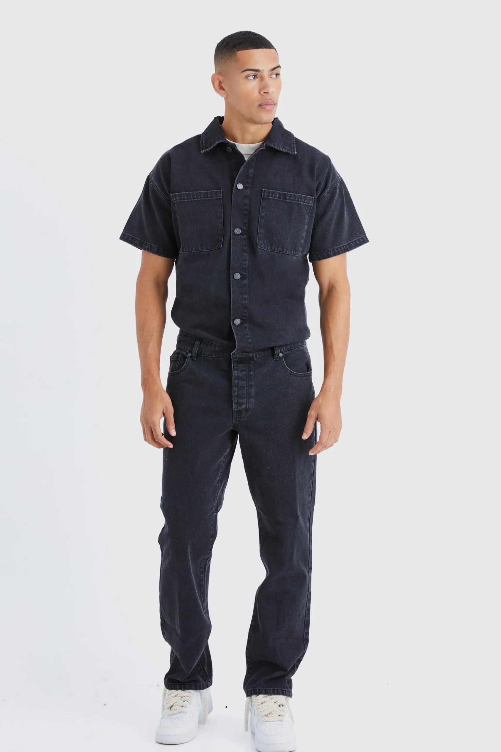 Relaxed Fit Denim Jumpsuit | BoohooMAN UK
