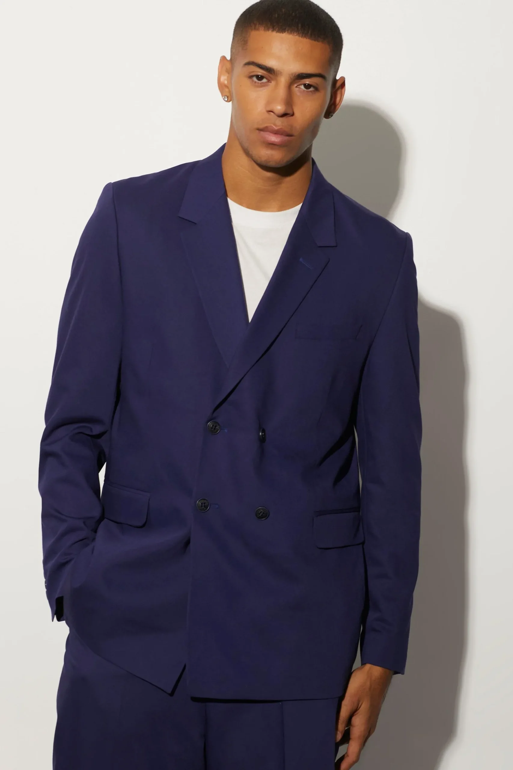 Relaxed Fit Double Breasted Suit Jacket | BoohooMAN UK
