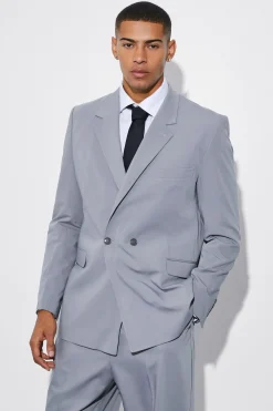 Relaxed Fit Double Breasted Suit Jacket | BoohooMAN UK